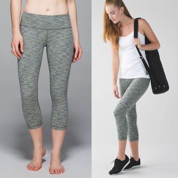 Lululemon Yellow Jacquard Spacedye Luon Low Rise Wunder Under Crop